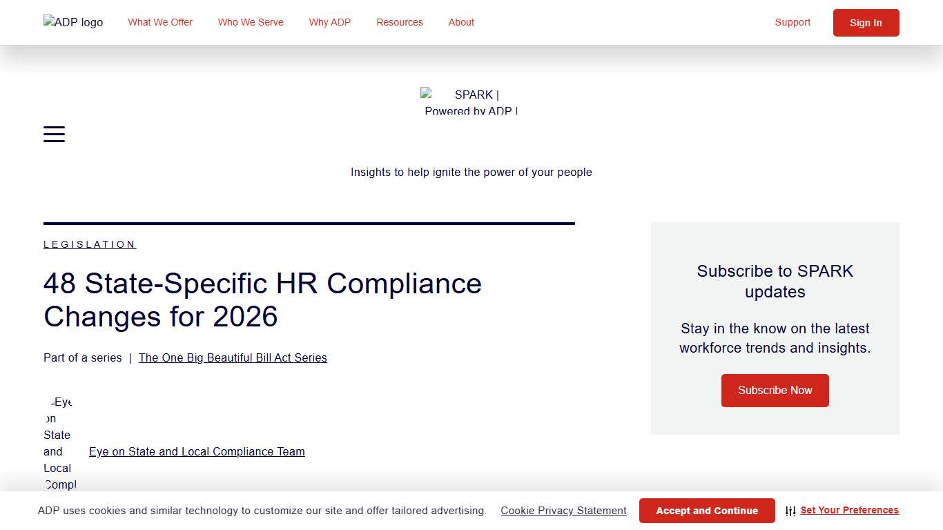 48 State-Specific HR Compliance Changes for 2026 | SPARK Blog | ADP